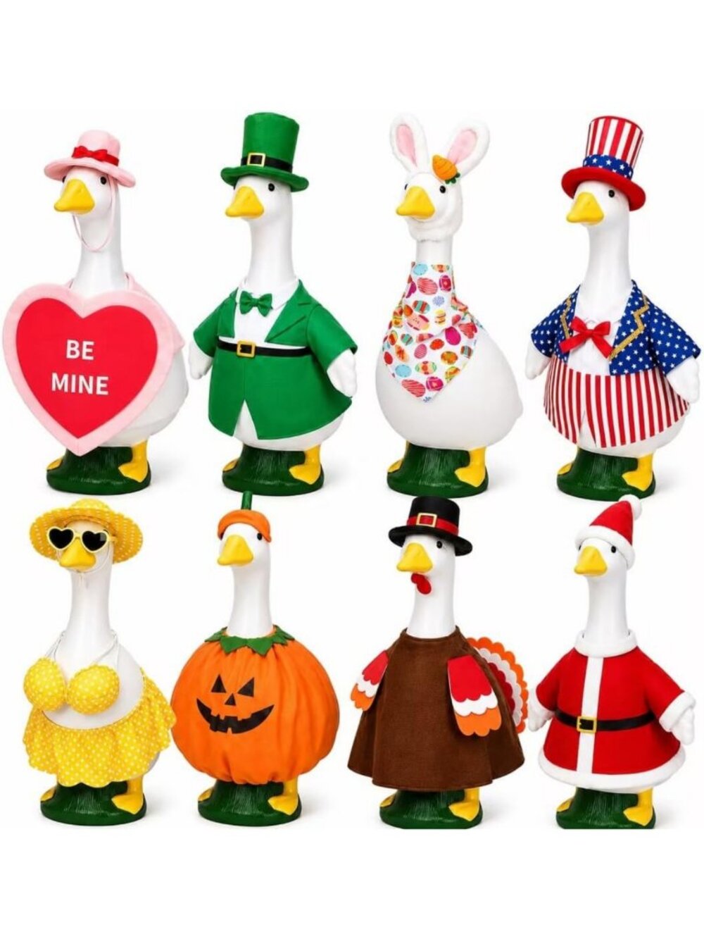 8-Piece Holiday Goose Outfit Set for 23” Decor - All Seasons Lawn & Porch Decor